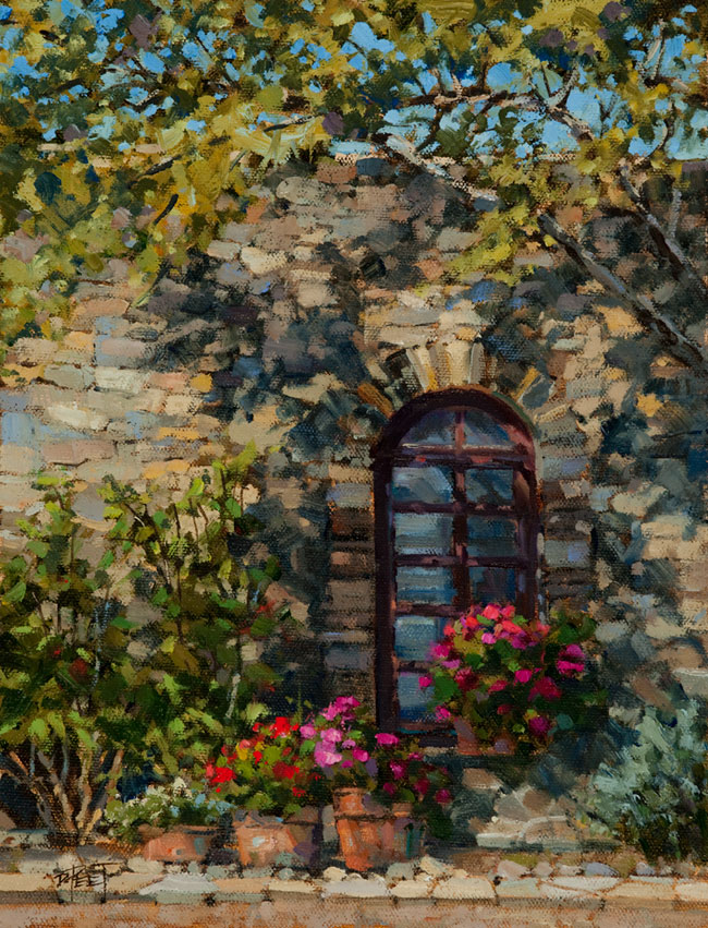 Mission Window-Mission Espada, San Antonio, TX  12 x 9 Oil