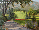 Morning Fairway Trimmed in Scarlet  11 x 14 Oil